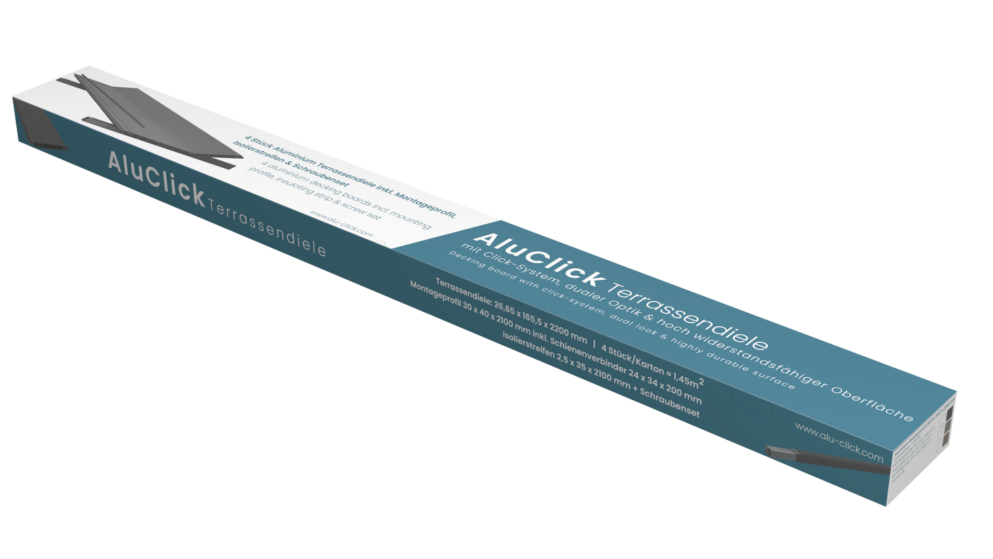AluTec Systemdiele im Set mit 1,45qm | Deckbreite: 165,5mm - Länge: 2.200 mm